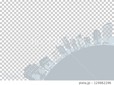 街並みのシルエットイラスト. 大都市のイメージイラスト. 129862296