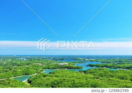 三重県　横山展望台からの英虞湾の風景 129862590