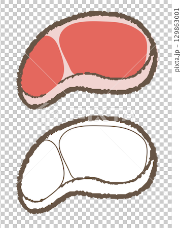 筆畫風格的肉 129863001