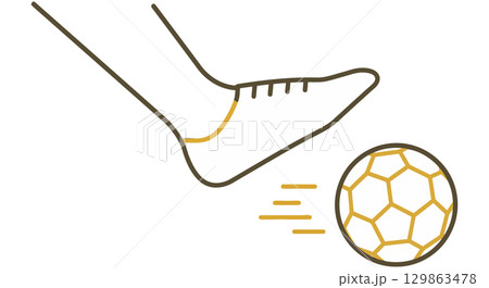 Soccer Player Kicking Ball Line Art Soccer Player Kicking Ball Line Art 129863478