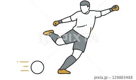 Soccer Goalkeeper Kicking Ball Action 129863488