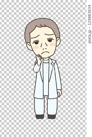 Medical worker illustration material doctor trouble 129863634