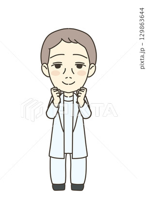 医療従事者の人物　イラスト素材　医師　励まし 129863644