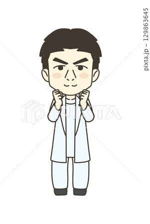 医療従事者の人物　イラスト素材　医師　励まし 129863645