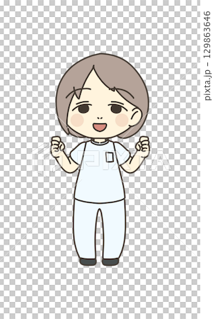 医療従事者の人物 イラスト素材 看護師 ガッツポーズ 医療従事者の人物 イラスト素材 看護師 ガッツポーズ 129863646