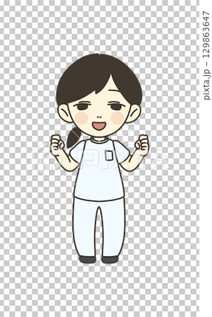 醫務工作者插畫材料護士拳頭泵 129863647