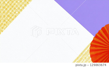 和風イメージ、レトロな背景素材（紫色） 129863674