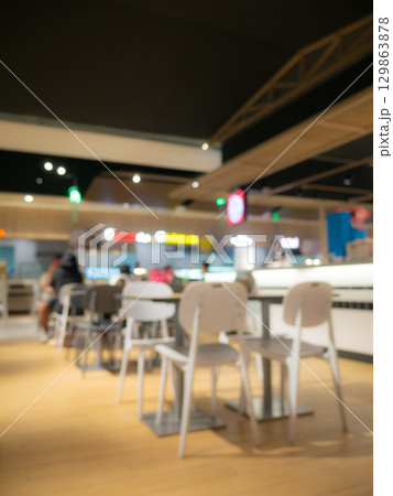 Blurred background food center in shopping mall and university school. 129863878