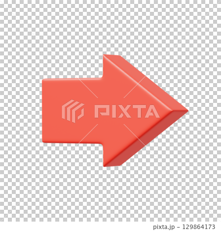 Simple red right arrow 3D icon 129864173