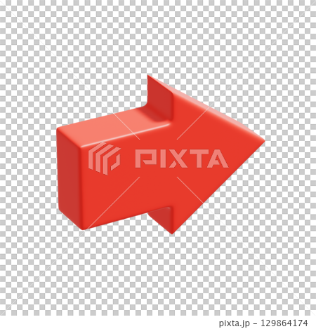 Simple red right-pointing arrow 3D icon Simple red right-pointing arrow 3D icon 129864174