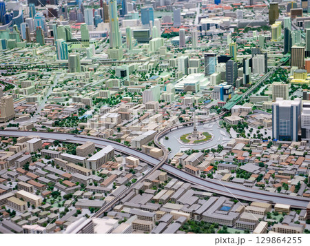 Bangkok, Thailand - August 03, 2025 : Miniature Model of Bangkok City at Exhibition Hall - Benjakitti Park, Thailand. Bangkok, Thailand - August 03, 2025 : Miniature Model of Bangkok City at Exhibition Hall - Benjakitti Park, Thailand. 129864255