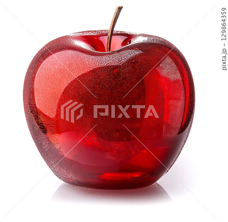 赤いリンゴのペーパーウェイト。白背景。 129864359