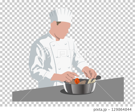 食材を用意するシェフのフラットなベクターイラスト 129864844