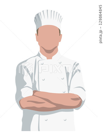 腕組みをするシェフのフラットなベクターイラスト 129864845
