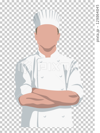 腕組みをするシェフのフラットなベクターイラスト 129864845