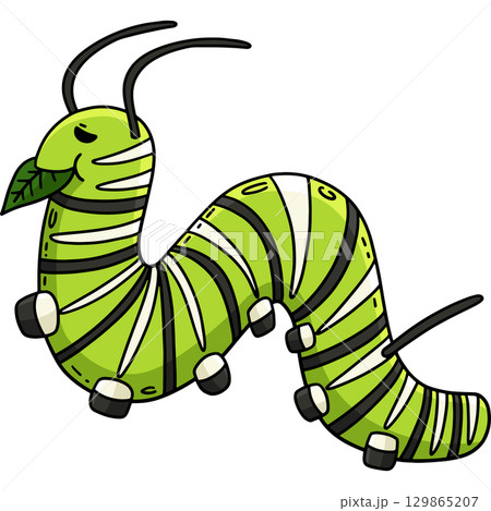 Insect Caterpillar Animal Cartoon Colored Clipart  129865207