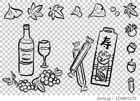 可愛い11月のイラストセット 1色 可愛い11月のイラストセット 1色 129865270