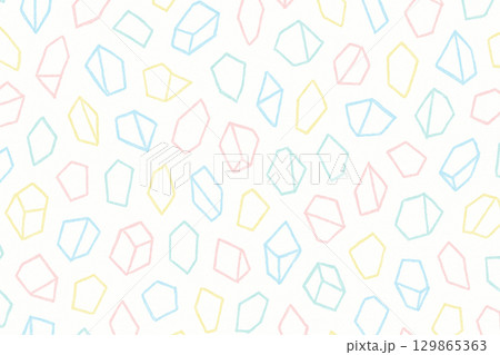 白い背景に描かれたパステル手描き結晶フラグメントパターン 129865363