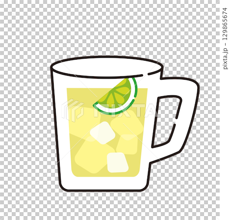 レモンサワーのジョッキイラスト素材 129865674