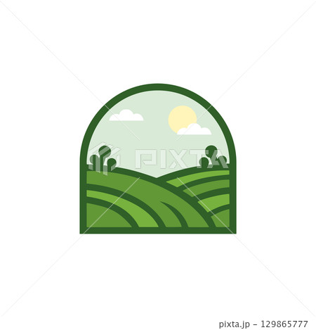 Landscape logo template suitable for businesses and product names 129865777