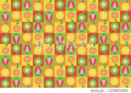 Abstract pattern of fruit with leaf on color background. Abstract pattern of fruit with leaf on color background. 129865806