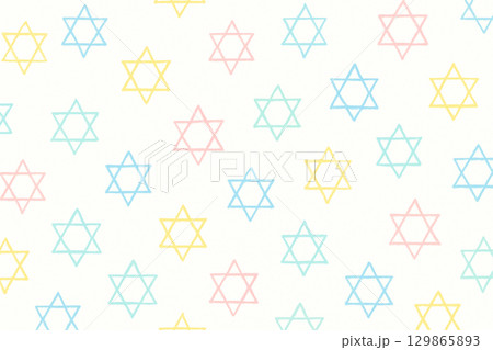 白い背景に描かれたパステル手描き六芒星パターン 129865893