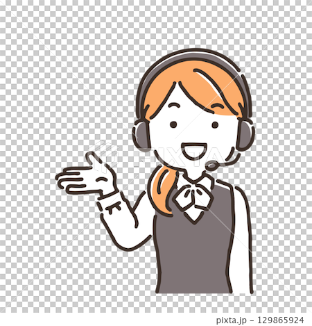 一位微笑的女操作員戴著耳機提供指導 129865924