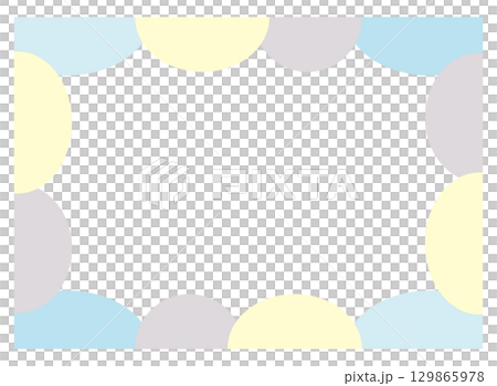 簡潔可愛的框架，周圍環繞著鵝卵石狀的圓圈。藍色 129865978