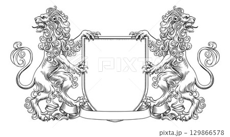 Coat of Arms Crest Lions Family Heraldry Shield Coat of Arms Crest Lions Family Heraldry Shield 129866578