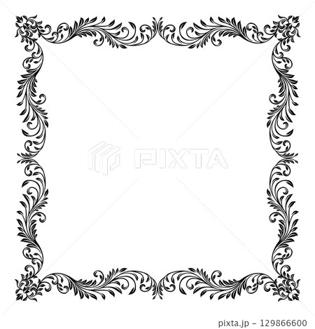 Filigree Heraldic Crest Motif Floral Pattern Frame 129866600