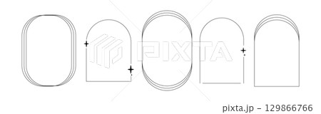 Minimal Frame Element with Star Icon Line Art 129866766