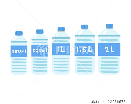 水 ペットボトル サイズ別 イラストセット 水 ペットボトル サイズ別 イラストセット 129866784
