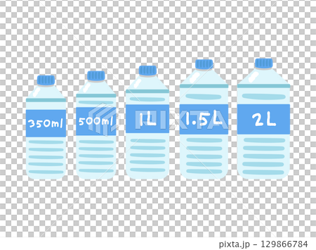 水 ペットボトル サイズ別 イラストセット 水 ペットボトル サイズ別 イラストセット 129866784
