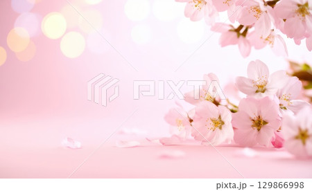 《AI画像》美しく咲いた春の満開の桜の背景素材 129866998