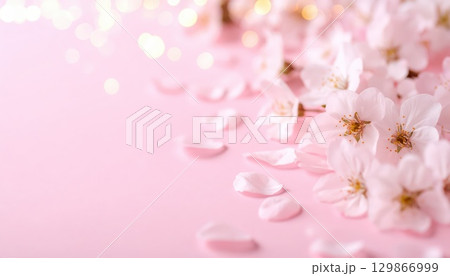 《AI画像》美しく咲いた春の満開の桜の背景素材 129866999