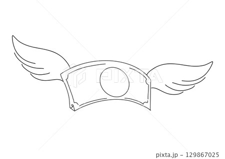 Flying money doodle paper banknote with wings hand drawn. Line dollar sketch cash. Simple outline icon. Flying money doodle paper banknote with wings hand drawn. Line dollar sketch cash. Simple outline icon. 129867025