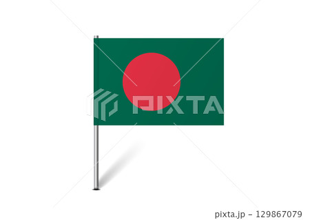 Bangladesh flag - map pin flag representing a country cultural identity and heritage. The essence of national pride and unity. Map pin flag stuck in a white background 129867079