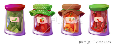 Home made preservation jars set 129867225