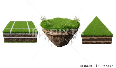 basket on grass isolated on white background basket on grass isolated on white background 129867337