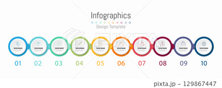 Infographic 10 options design elements for your business data. Vector Illustration. 129867447