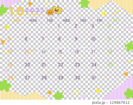 2025年10月のカレンダー ハロウィン 2025年10月のカレンダー ハロウィン 129867612