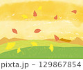 秋の風景と落ち葉3 129867854