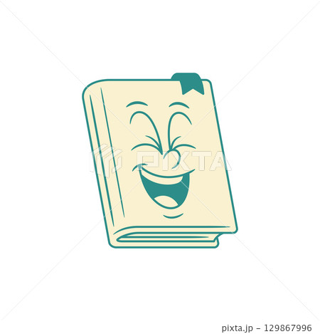 Book cartoon character laughing with closed eyes vector illustration 129867996