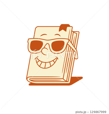 Smiling summer book cartoon character in sunglasses vector illustration 129867999