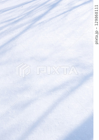 新雪に木陰が映る雪模様 129868111