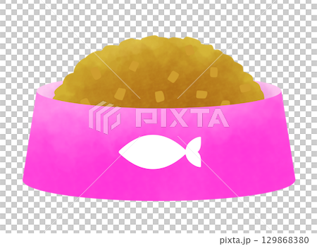 裝滿貓糧的寵物碗插圖 129868380