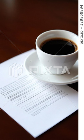 Enjoy Coffee with Paperwork for a Productive Day, a Study Concept 129868894