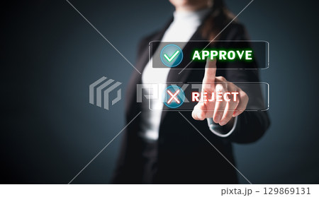 Corporate digital interface, technology business management by integrating strategy, workflow, decision-making process approve, reject selections, ensuring efficient approval, rejection choices. Corporate digital interface, technology business management by integrating strategy, workflow, decision-making process approve, reject selections, ensuring efficient approval, rejection choices. 129869131