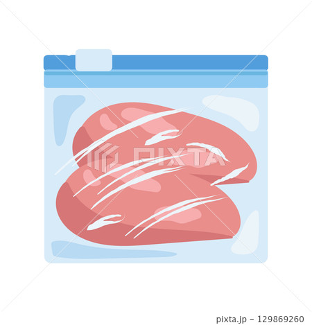 フリーザーバッグに入った鶏もも肉 イラスト フリーザーバッグに入った鶏もも肉 イラスト 129869260