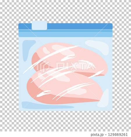フリーザーバッグに入った鶏むね肉　イラスト 129869261